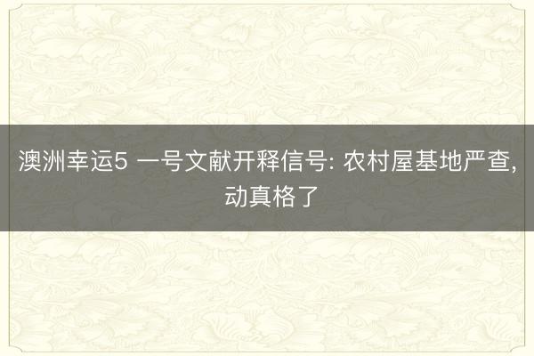 澳洲幸運5 一號文獻開釋信號: 農村屋基地嚴查， 動真格了